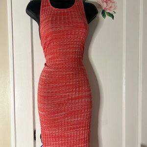 Zara Coral Ribbed Midi